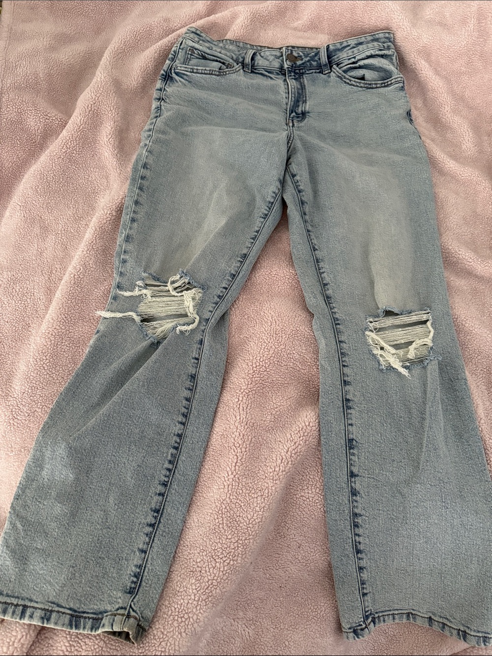 SO Light Blue Distressed Straight Leg Jeans